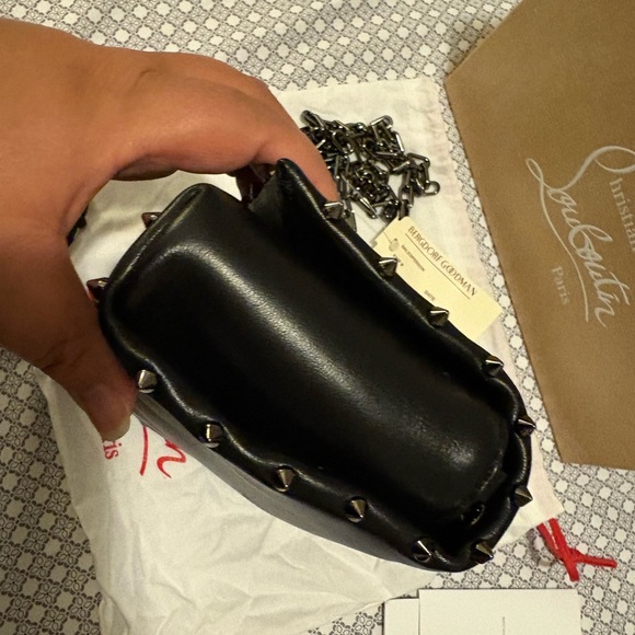 Christian Louboutin Black Studded Chain Clutch - Picture 8 of 10